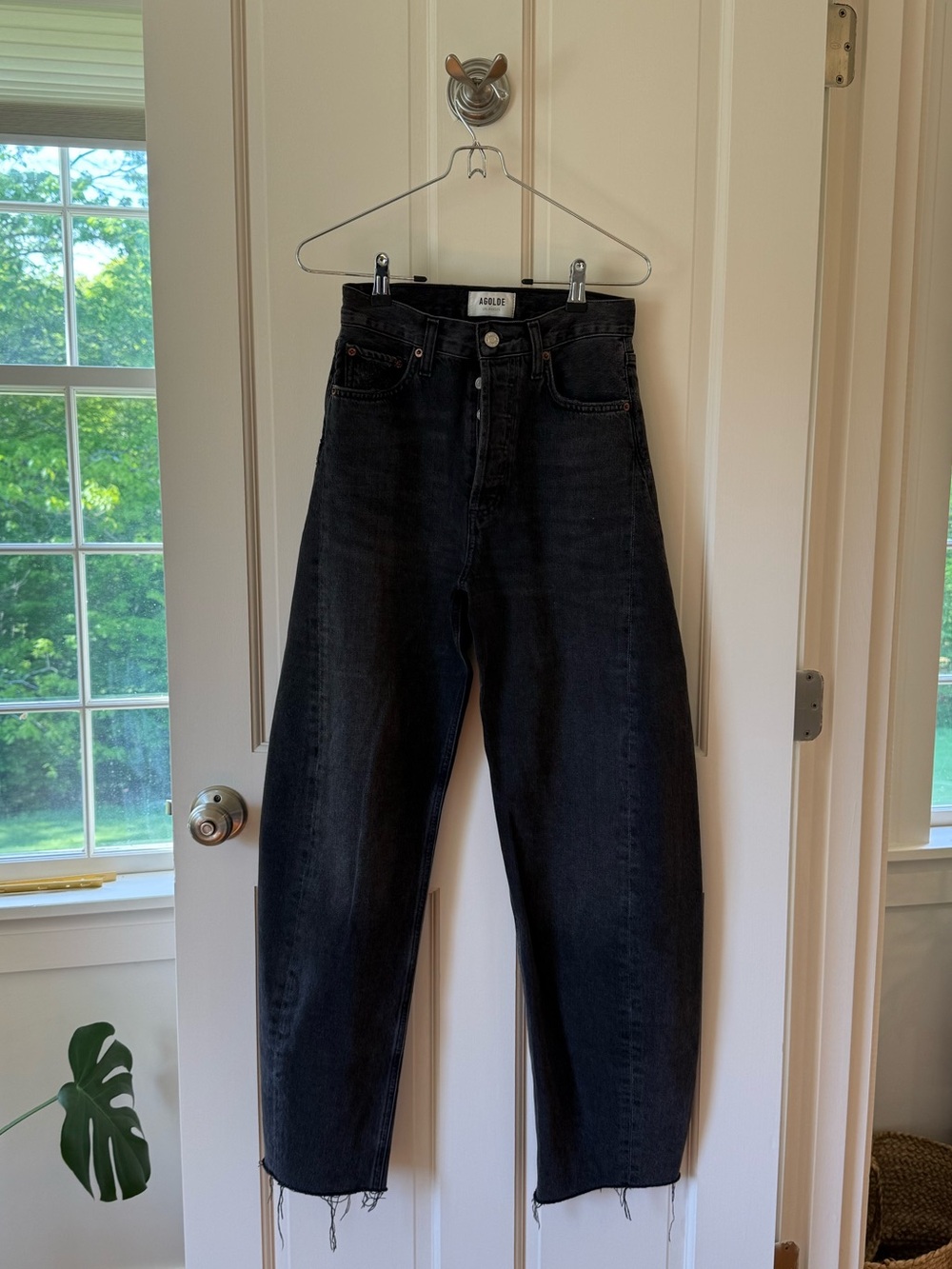 Luna High Rise Pieced Taper Jeans - Washed Black